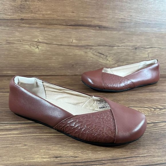 xero Shoes - Xero Shoes Phoenix Brown Leather Slip-On Flats Women’s Size 9.5